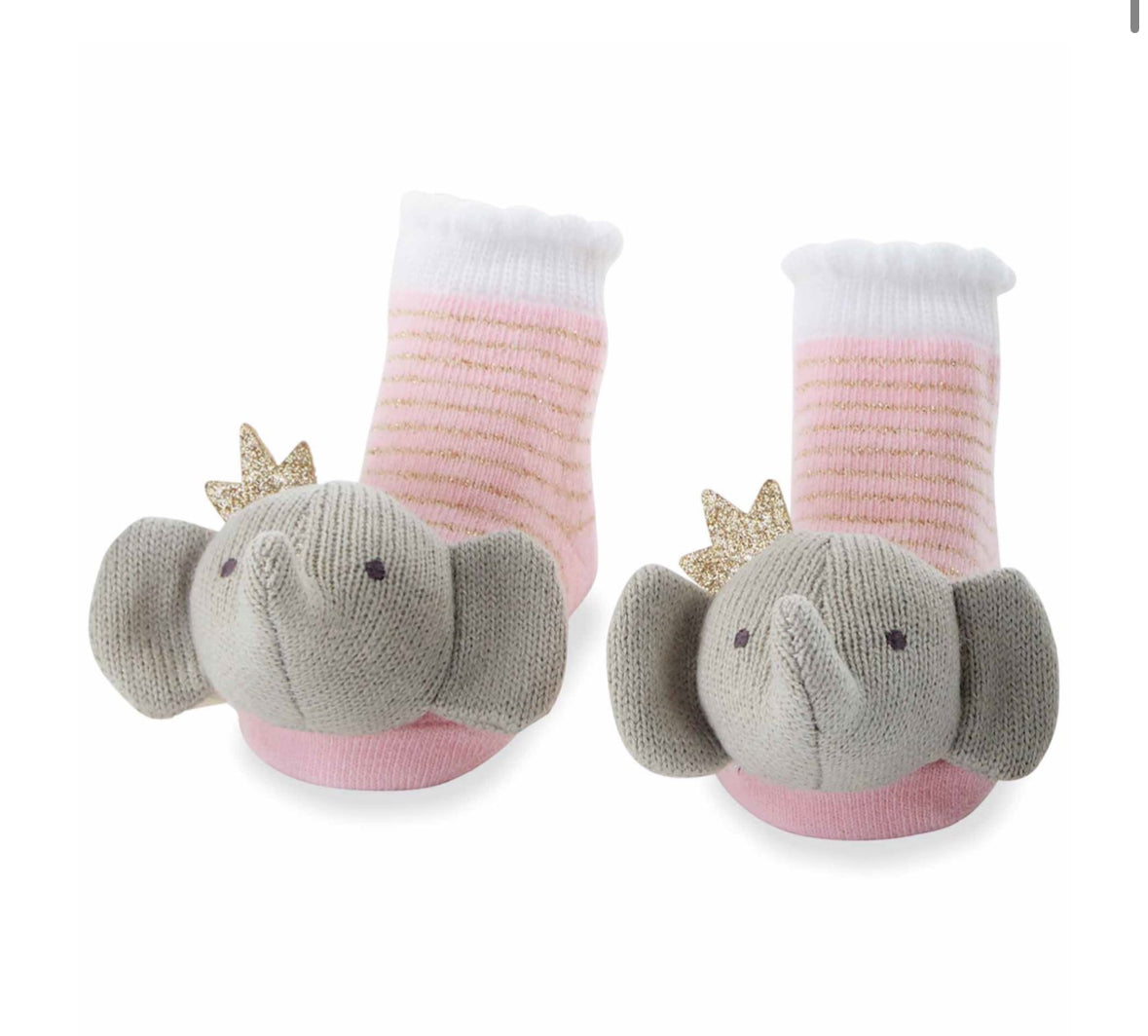Crowned Elephant Rattle Toe Sock
