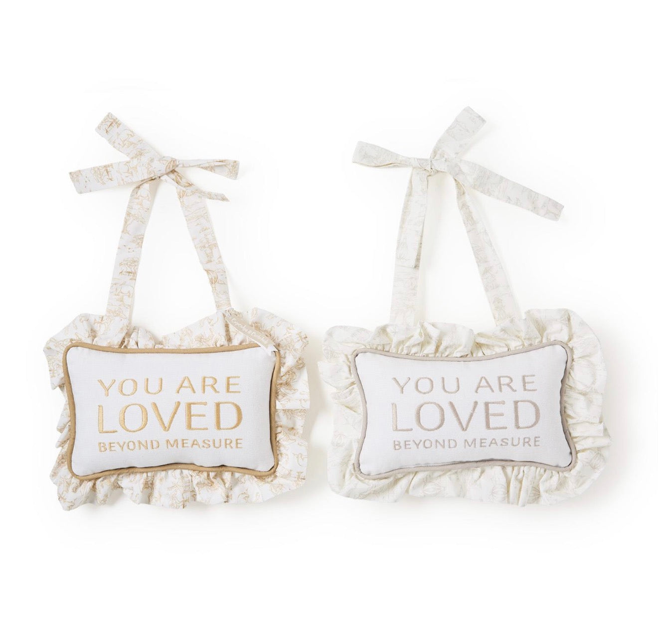 Ruffled Door Hanger - You Are Loved Beyond Measure - Taupe