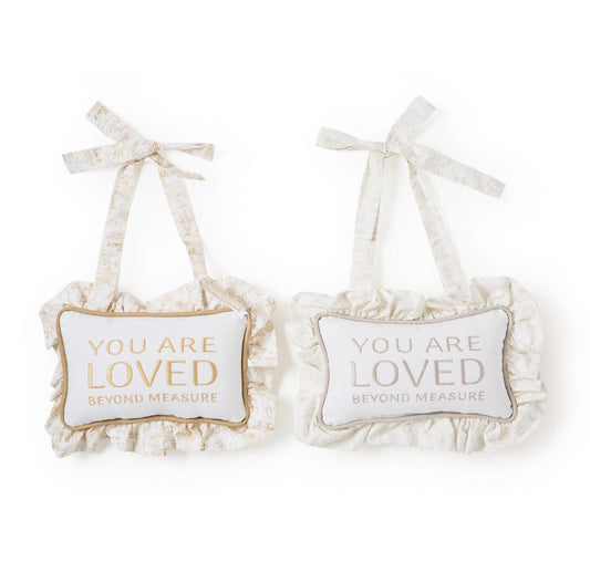 Ruffled Door Hanger - You Are Loved Beyond Measure - Taupe