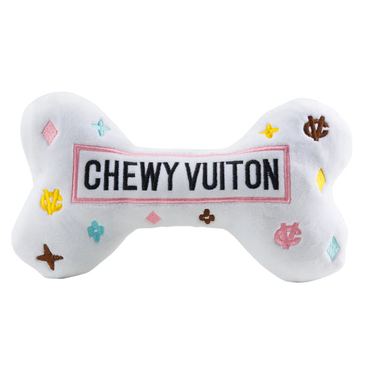 White Chewy Vuiton Dog Bone