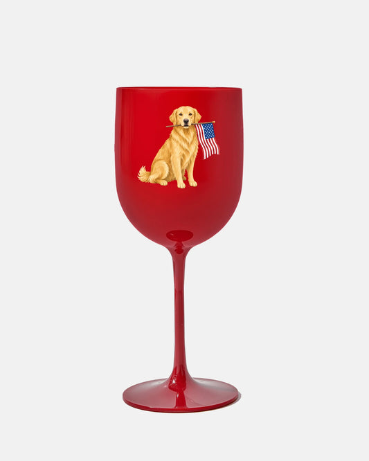 All American Pup Wine Glass - Red