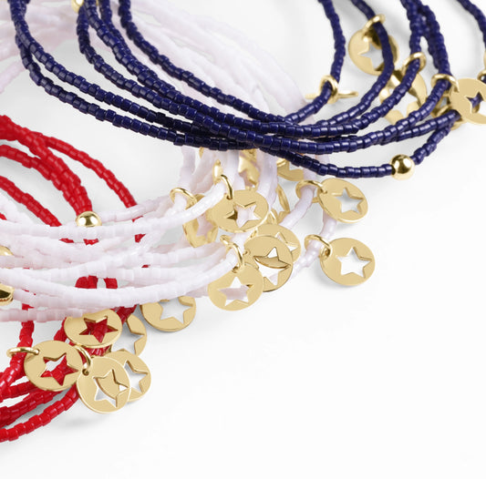 Hope classic bracelet - navy star small gold disk