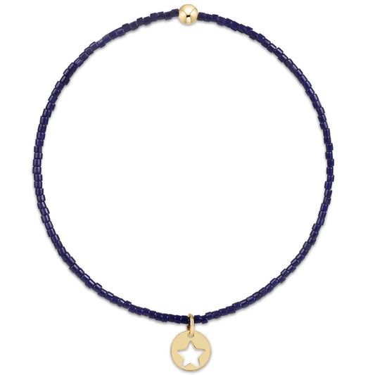 Hope classic bracelet - navy star small gold disk
