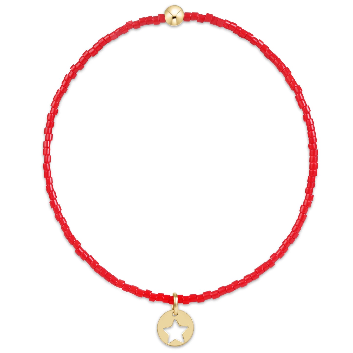 Hope classic bracelet - bright red star small gold disk
