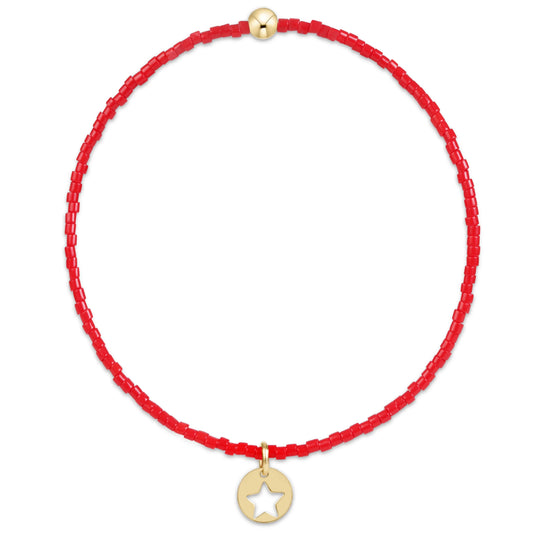Hope classic bracelet - bright red star small gold disk