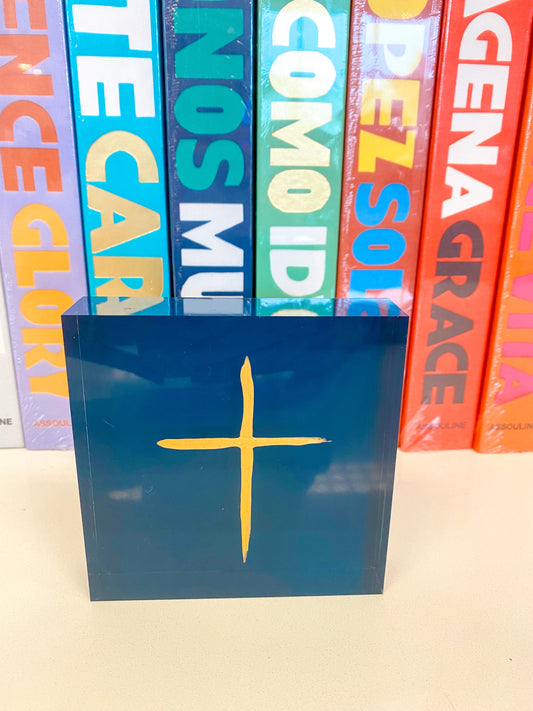 Acrylic Block Cross- Navy