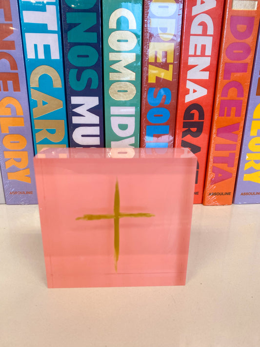 Acrylic Block Cross- Coral