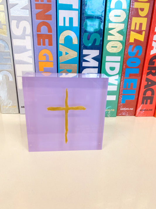Acrylic Block Cross- Lavender