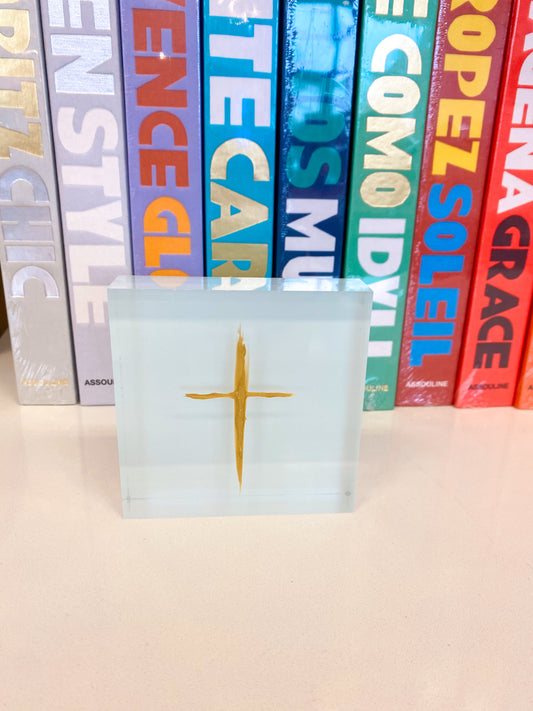 Acrylic Block Cross- Light Blue