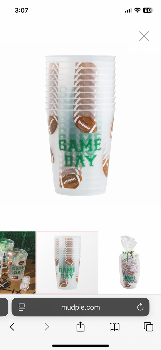 Game Day Tailgate Party Cup Set