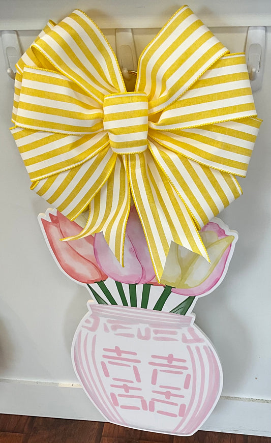 Pink Chinoiserie Tulip Door Hanger