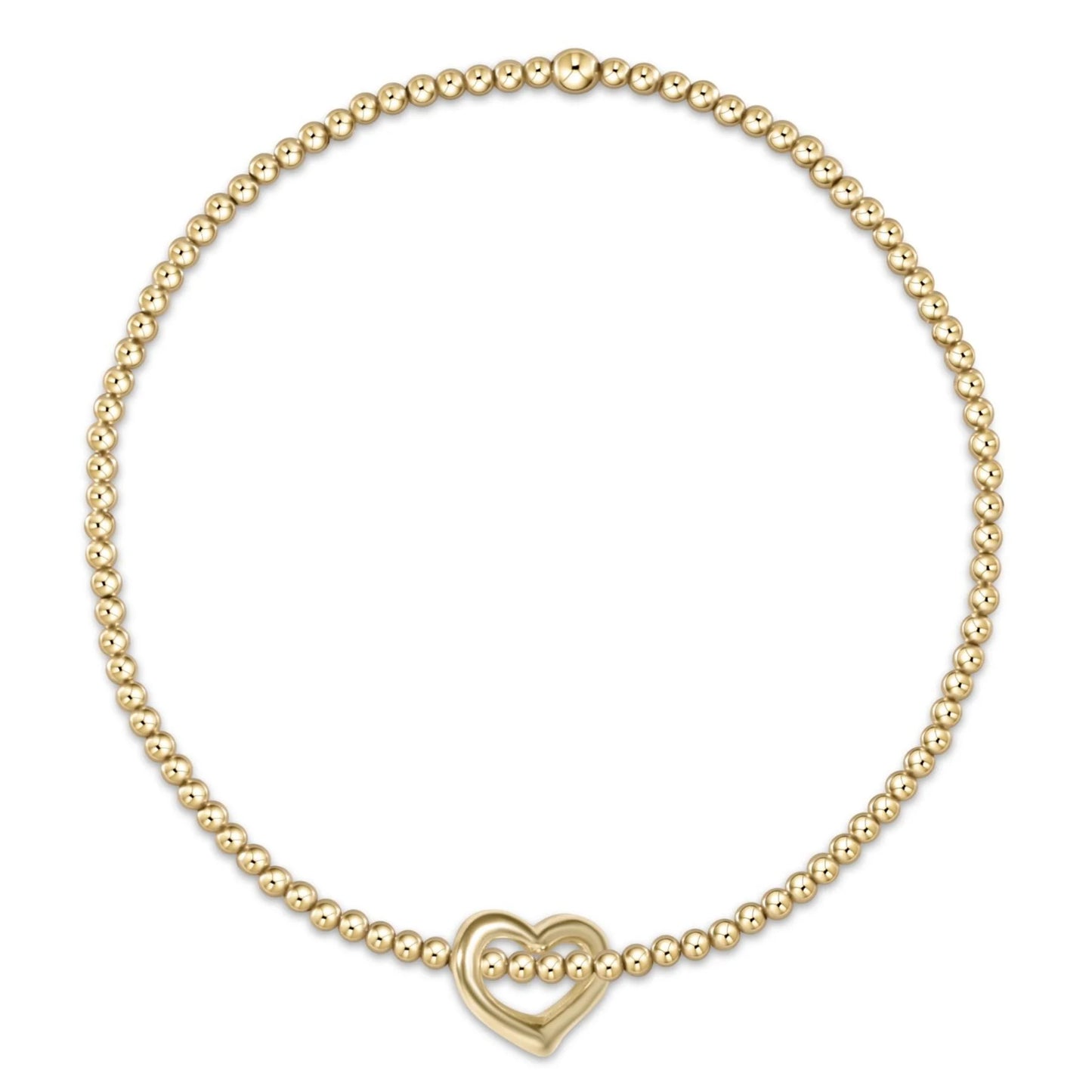 classic gold 2mm bracelet - love small gold charm