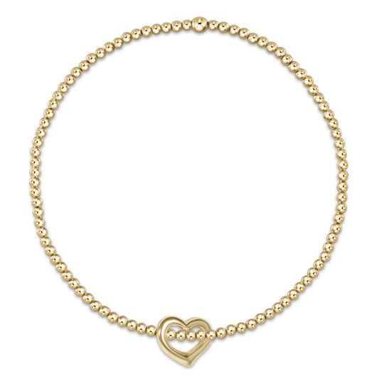 classic gold 2mm bracelet - love small gold charm