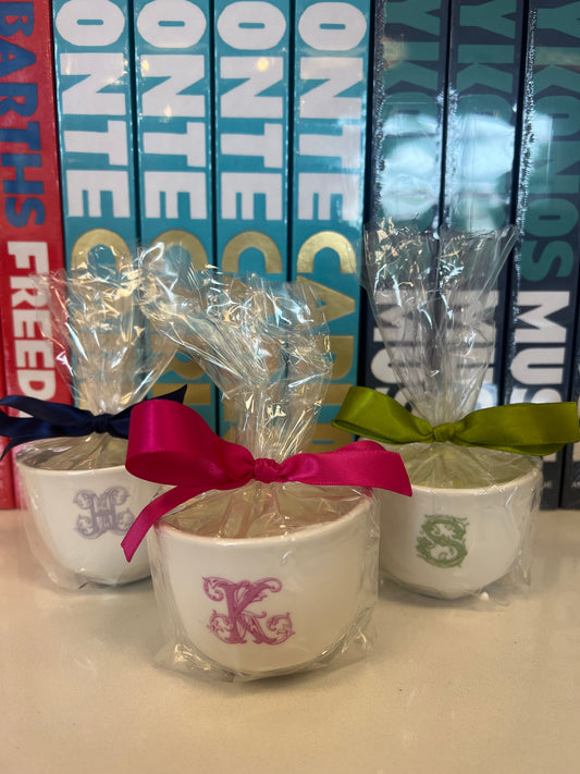 Monogram Tea Cup Candle