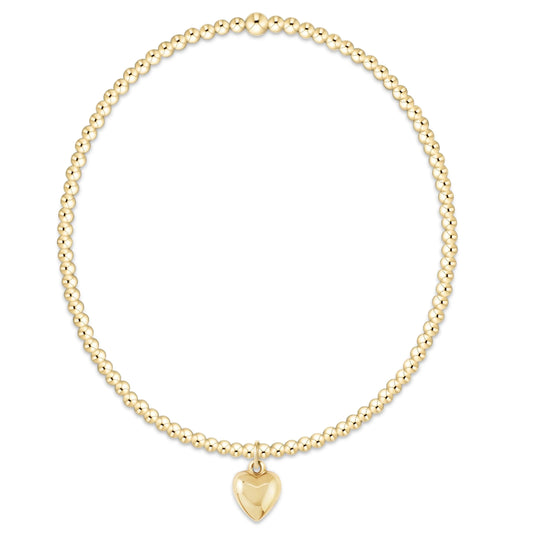 classic gold 2mm bracelet - love plush small gold charm
