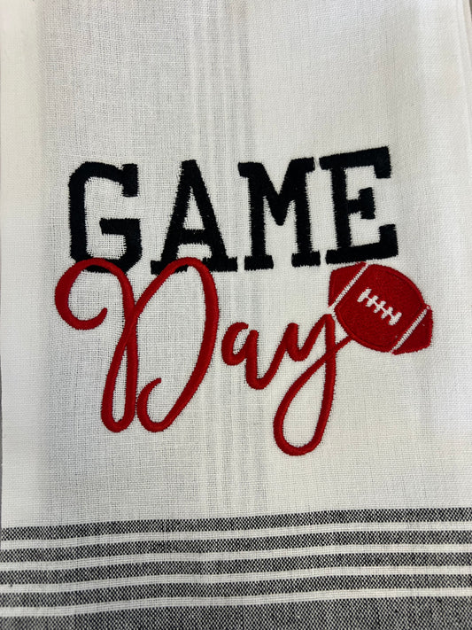 Red and Black Game Day Tea Towel