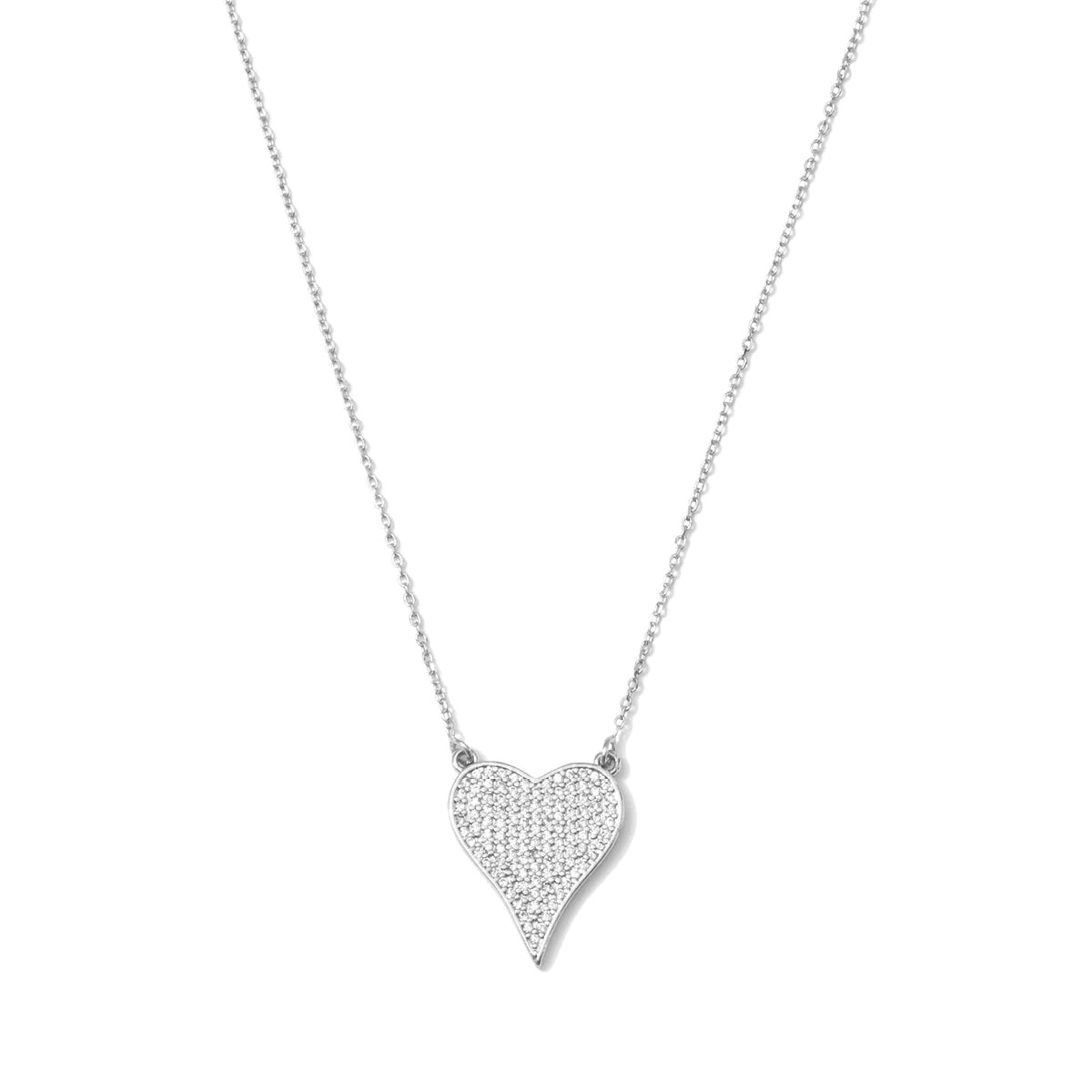 Pave Silver Heart Necklace