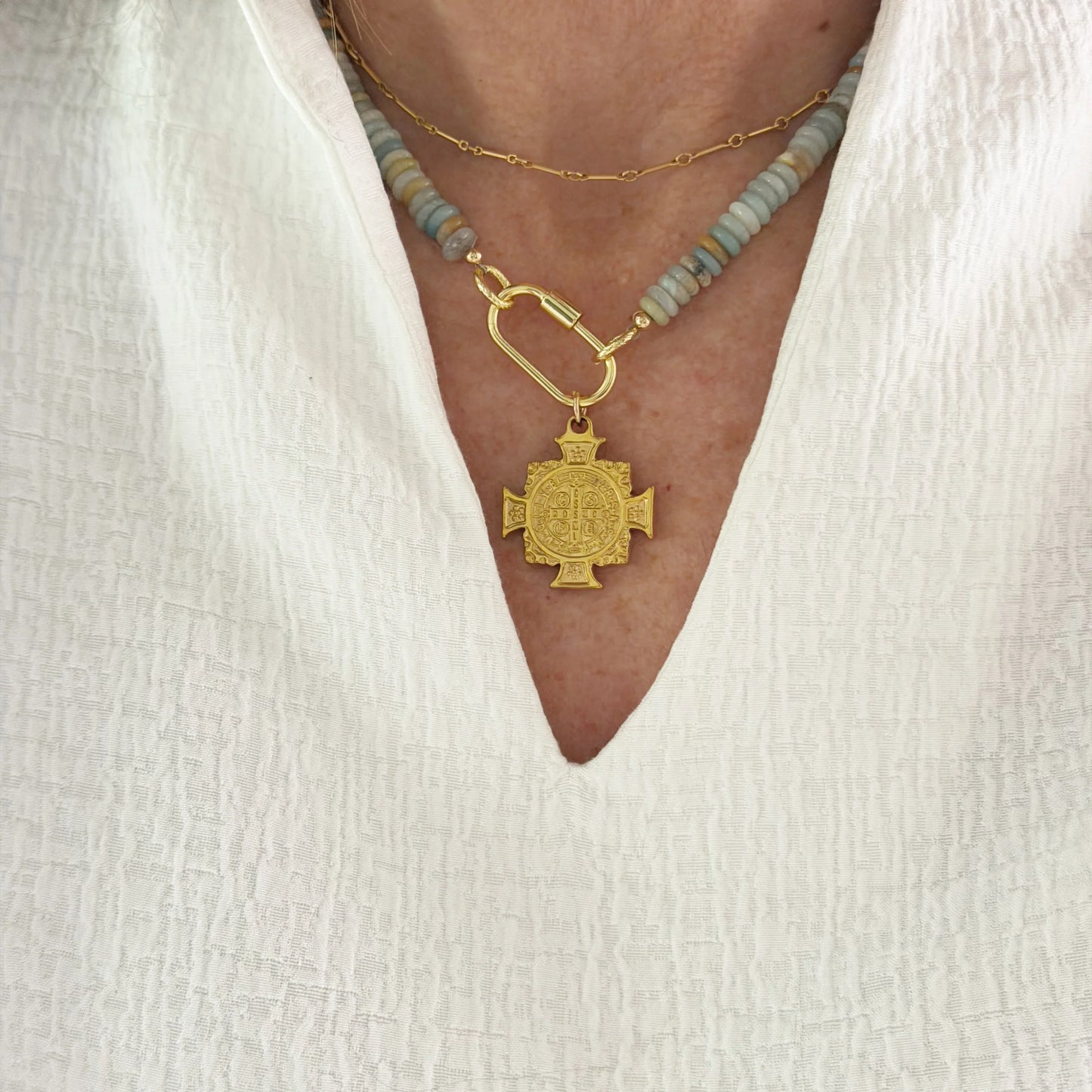 Cross Caribiner Necklace
