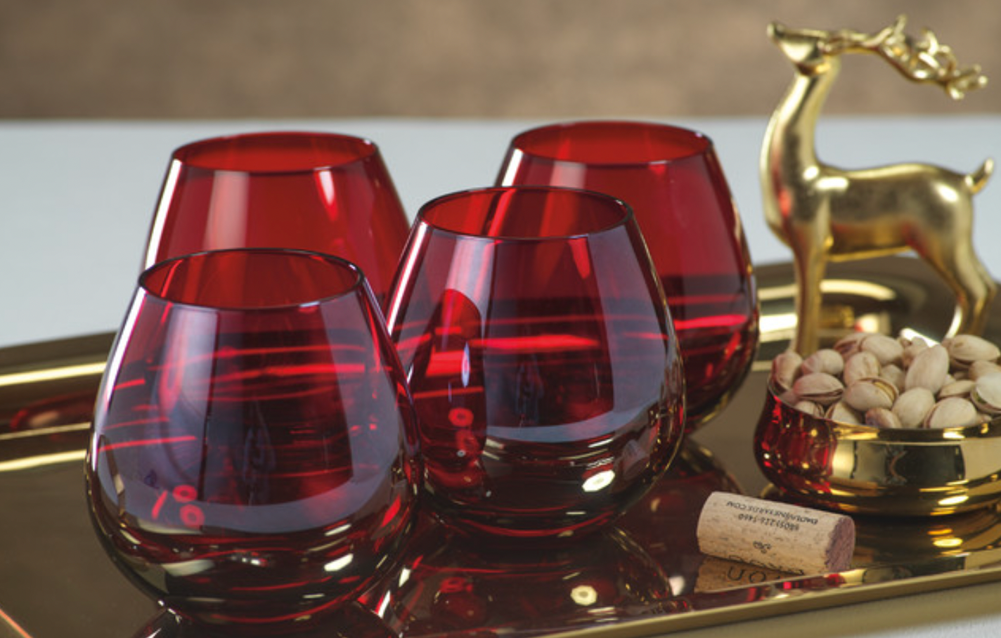 Luster Red All Purpose Stemless Glasses