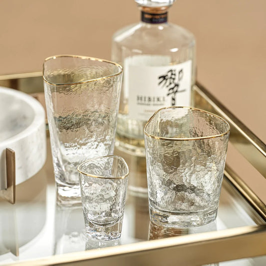 Aperitivo Triangular Shot Glass with Gold Rim
