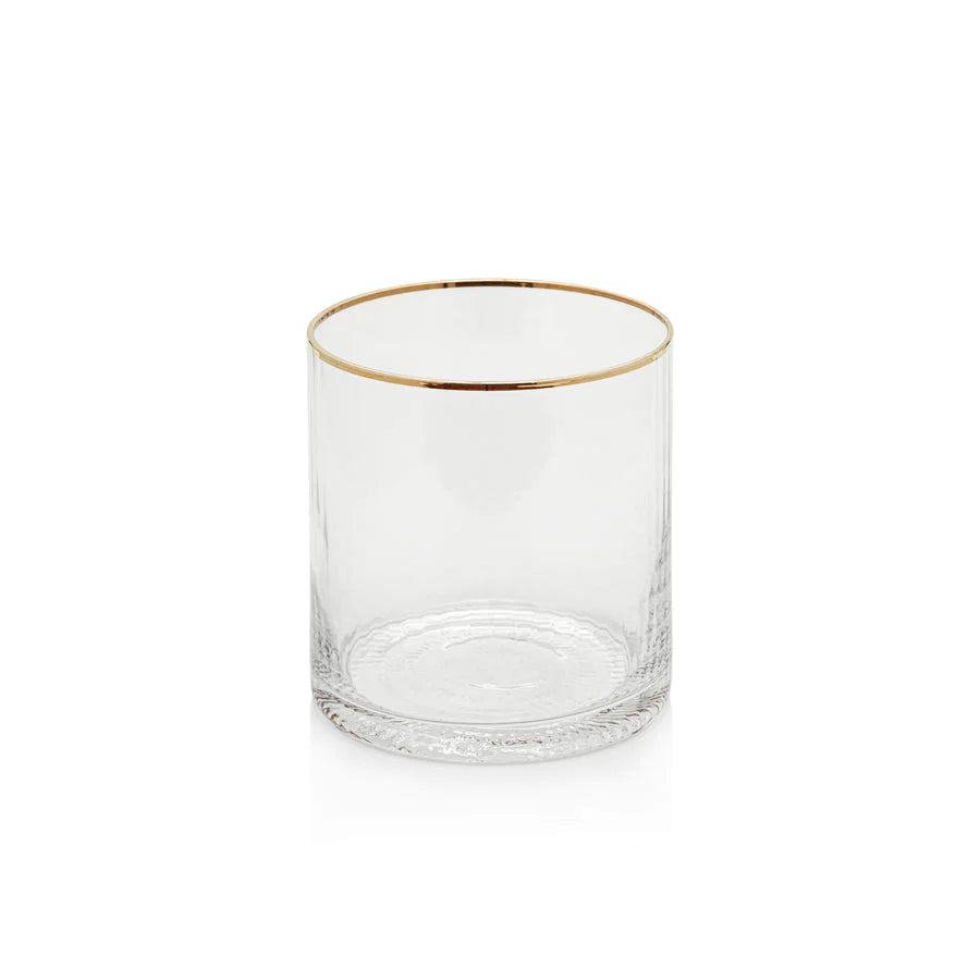 Optic Stemless Rocks Glass with Gold Rim