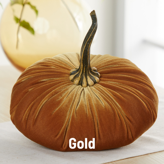 Pumpkin Extra Large Velvet, Fall Accent, Thoughtful Gift: Gold