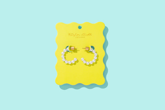 Hoop Earrings - Small - Gold-Plated w/ Pearls - Olivia