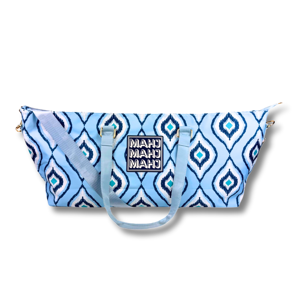 Premium Mahjong Tote Bag | Zipper, Perfect Width and Height | Carry All your Mah Jongg Accessories: Stripes- Green & Blue Tote Bag