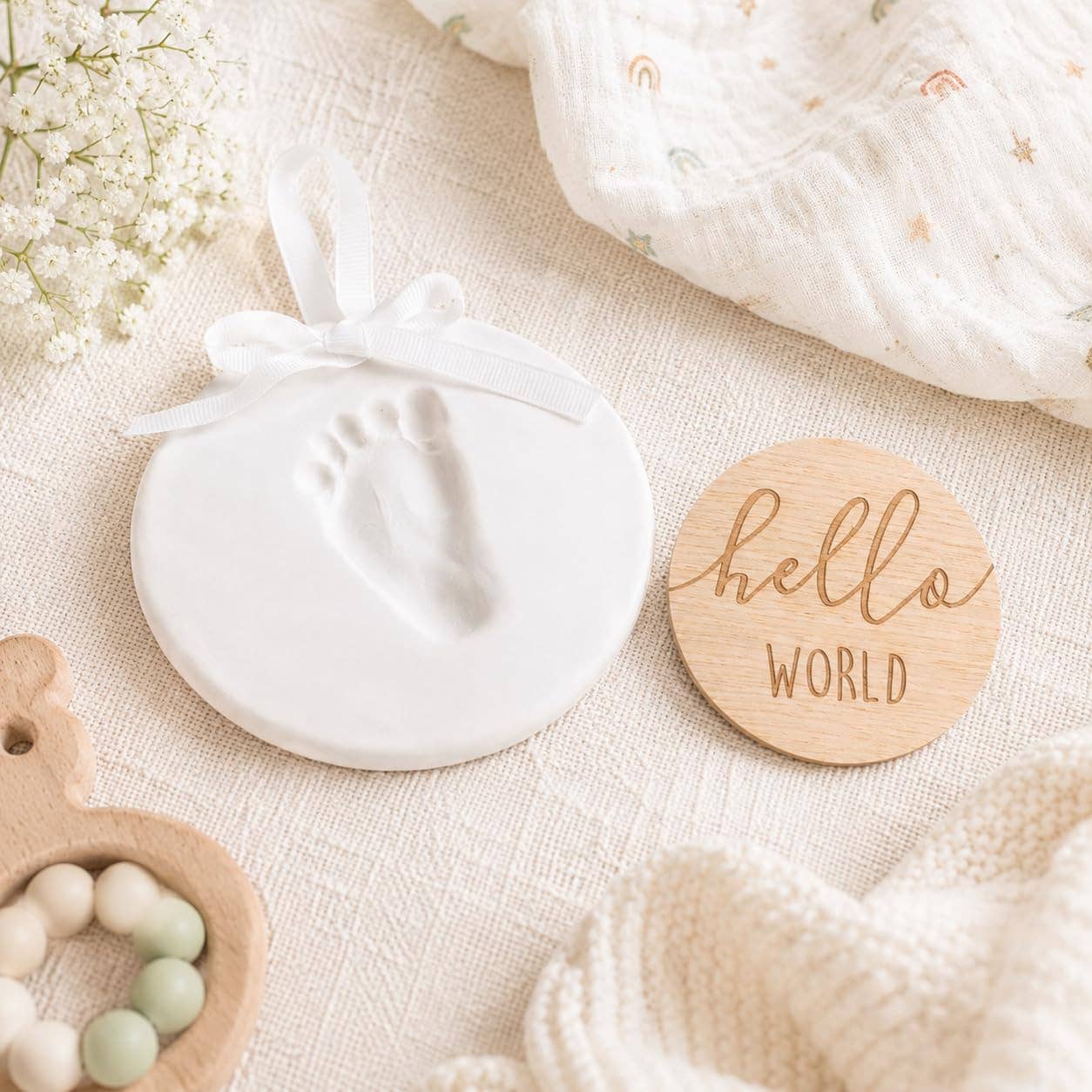 Newborn Gift Set, Baby Milestone Cards & Clay Keepsake Kit