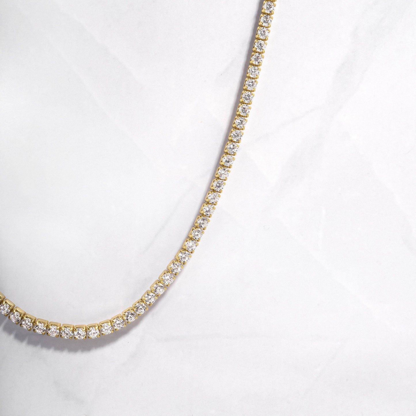 2mm Tennis Necklace: Gold / 15" + 3" Ext
