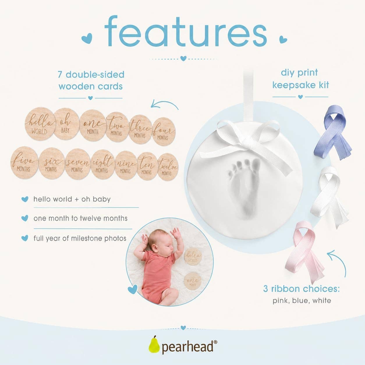 Newborn Gift Set, Baby Milestone Cards & Clay Keepsake Kit