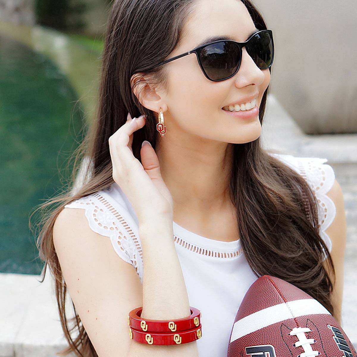 Oklahoma Sooners Resin Logo Bangle in Crimson