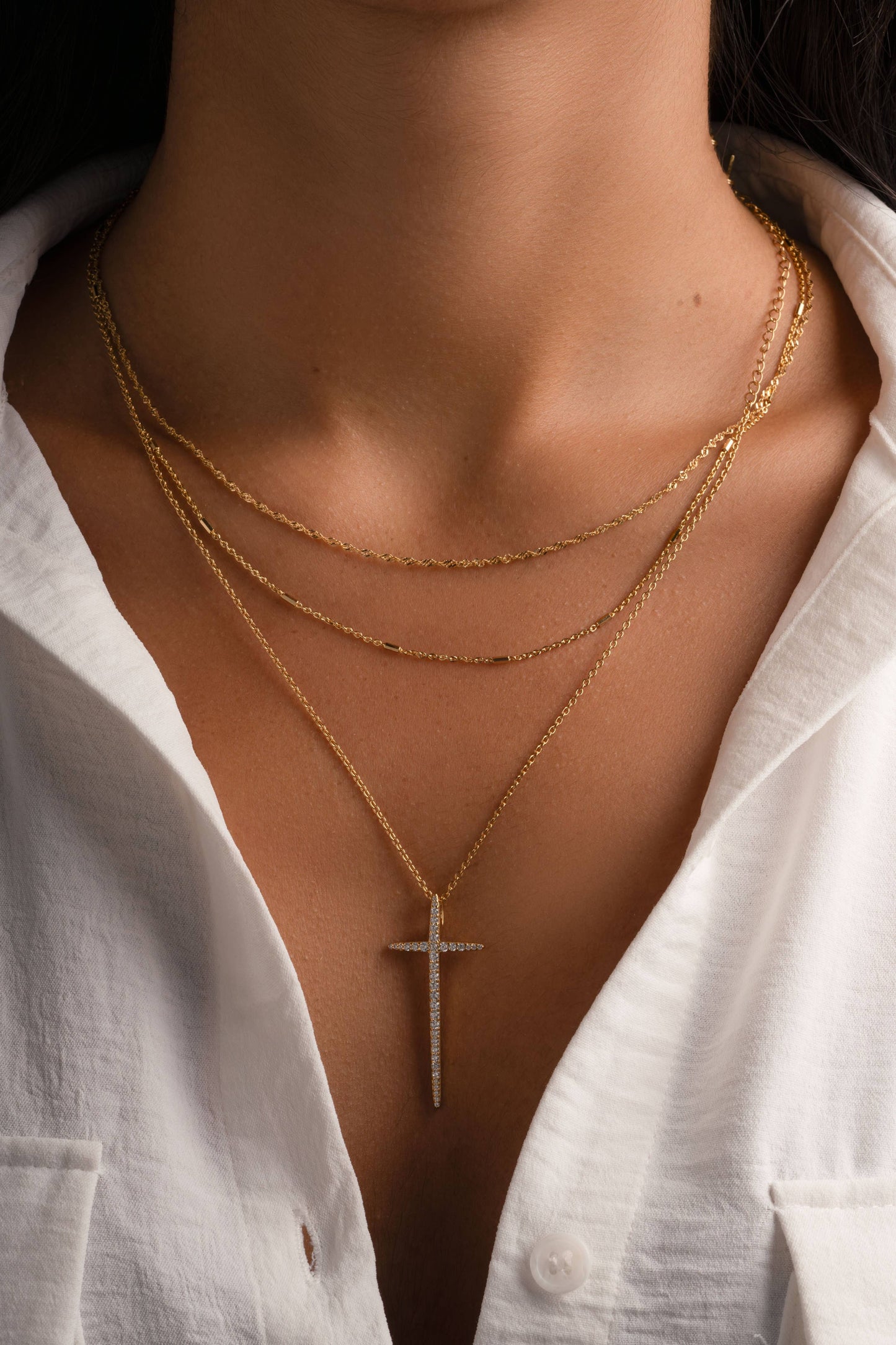 Cross Necklace: Gold