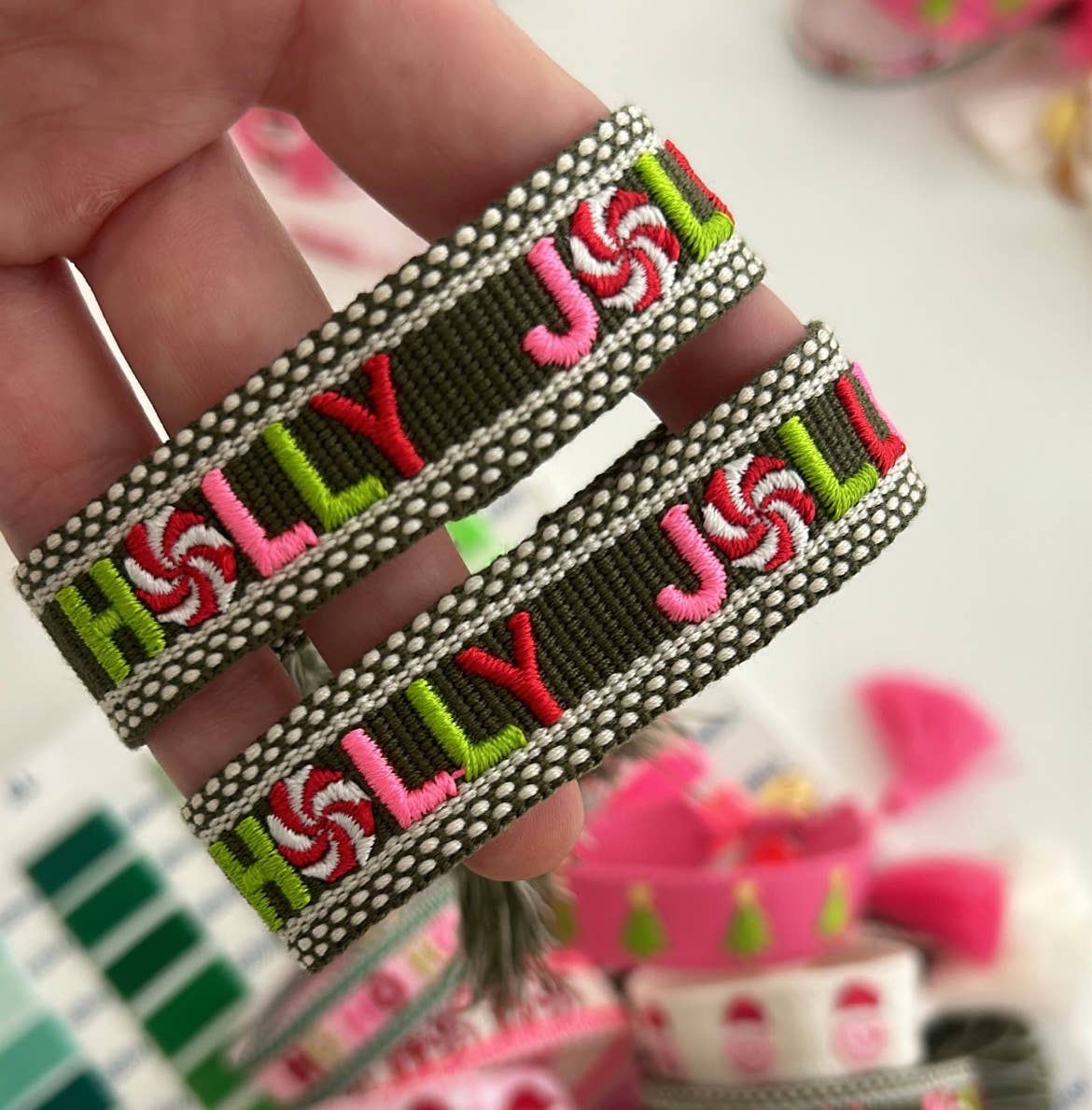 Holly jolly Christmas tassel bracelet accessory