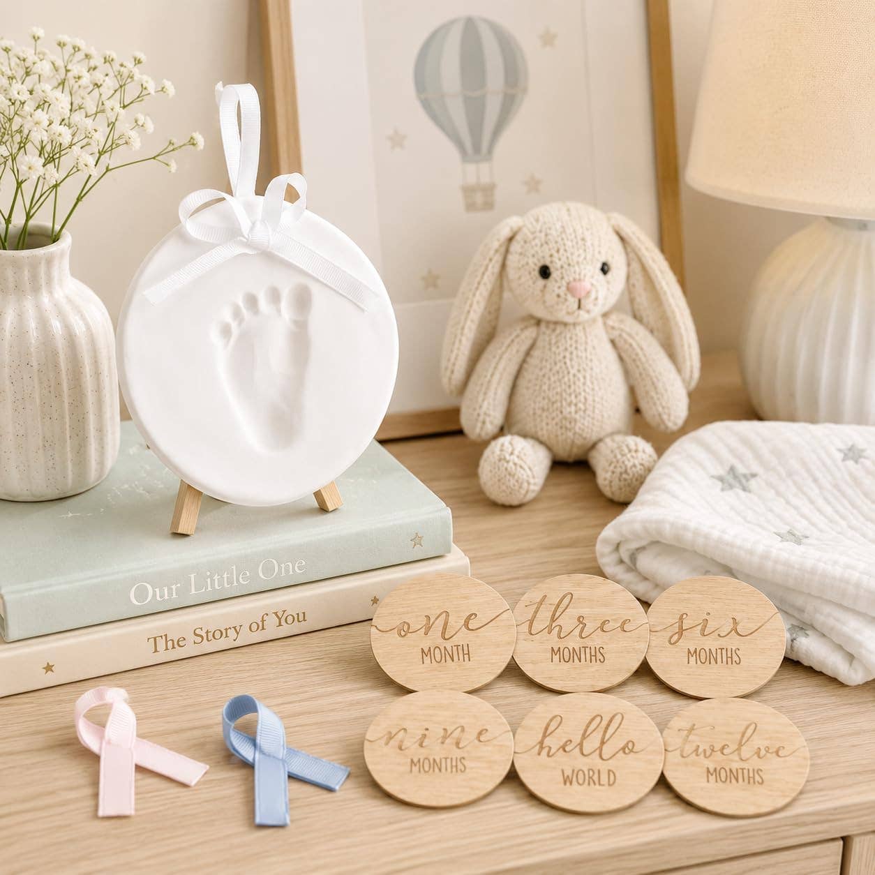 Newborn Gift Set, Baby Milestone Cards & Clay Keepsake Kit