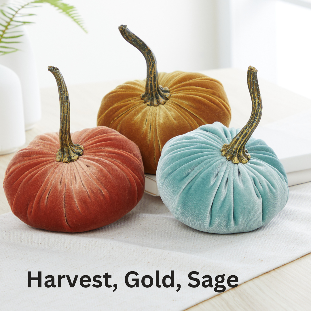 Pumpkin Small Velvet, Valentine's mantel, Autumn table, Gift: Olive