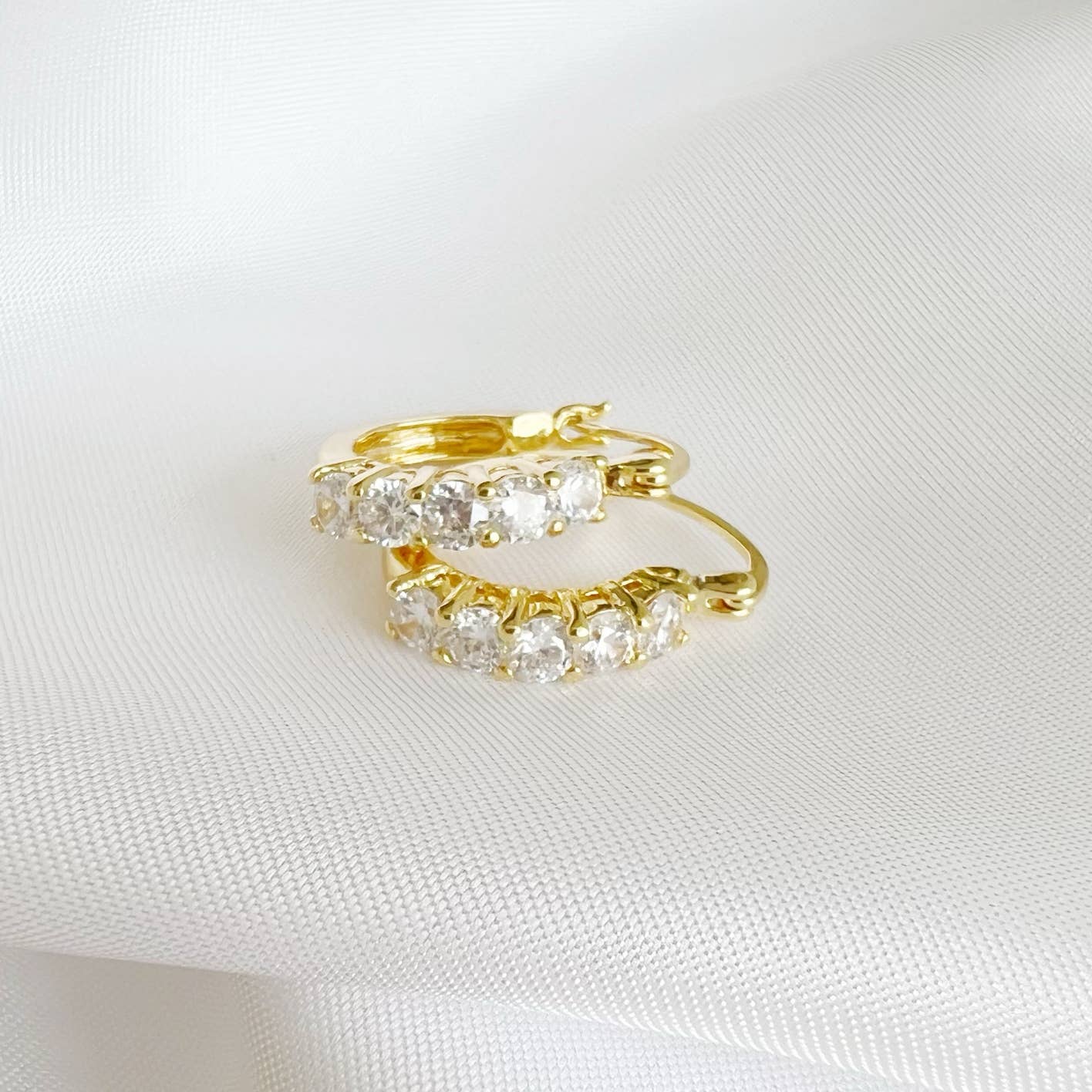 Stella CZ Hoops Earrings Gold Filled