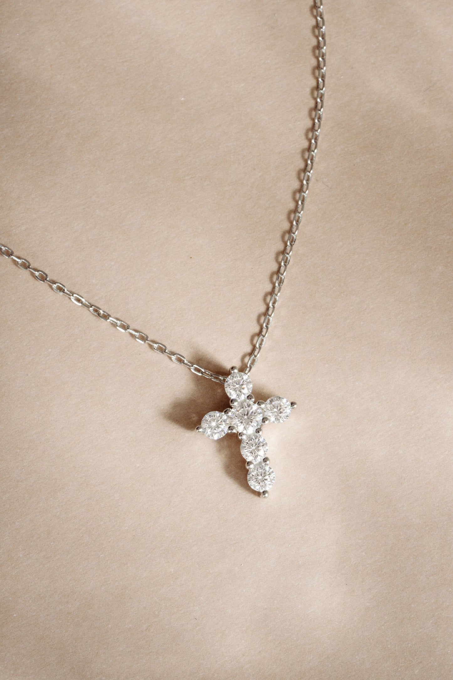 Small Studded Cross Necklace: Gold