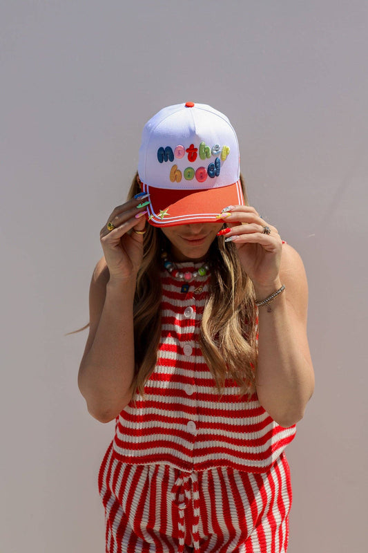 MOTHERHOOD TRUCKER HATS (2 COLORS): RED & COLORFUL