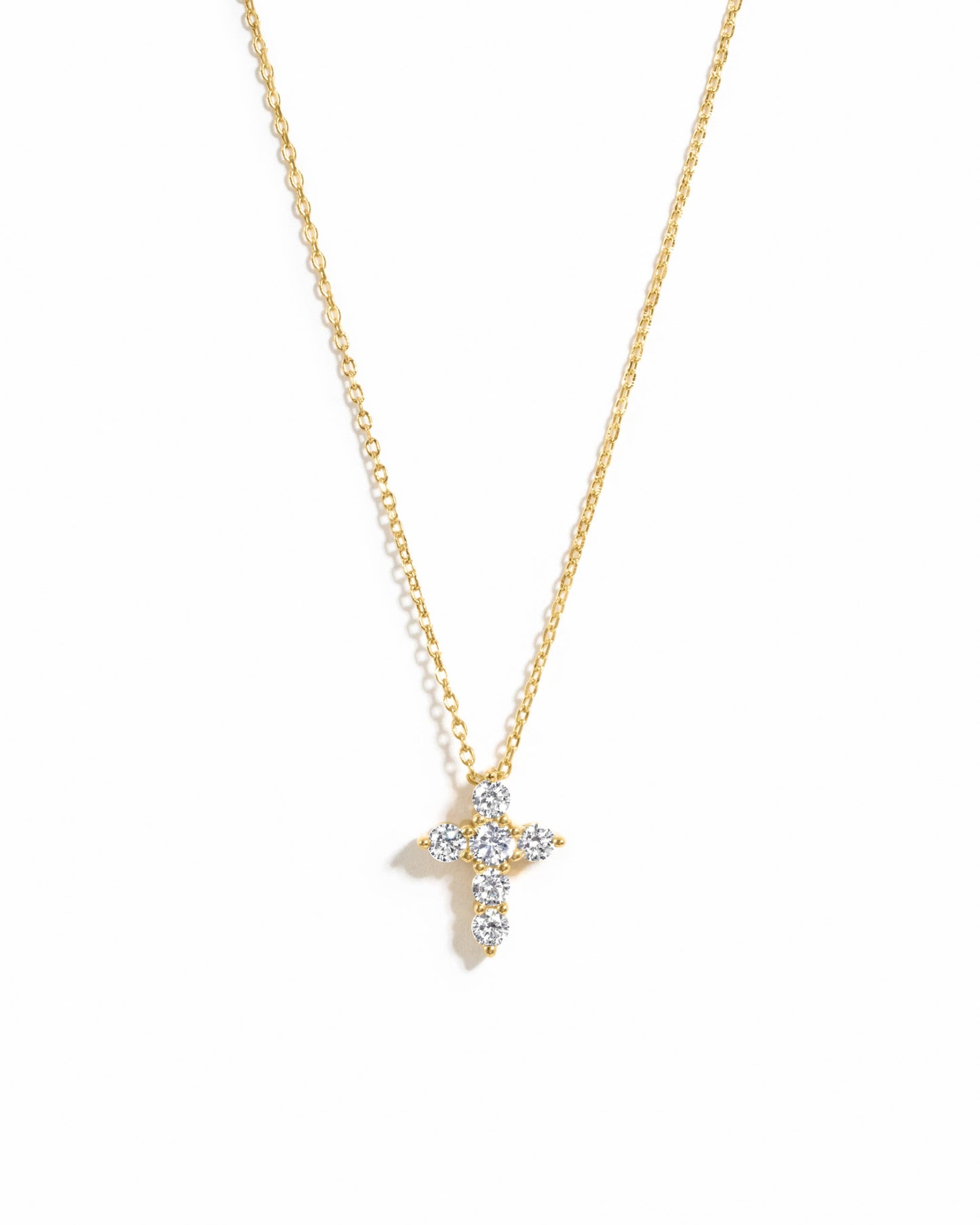 Small Studded Cross Necklace: Gold