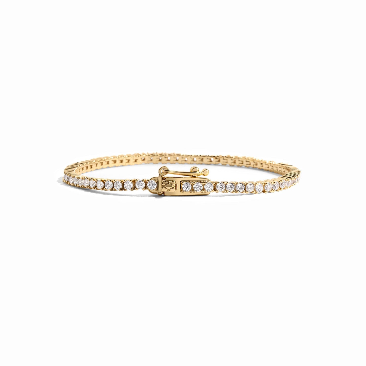 Tennis Bracelet w Latch: 6.75" / Gold
