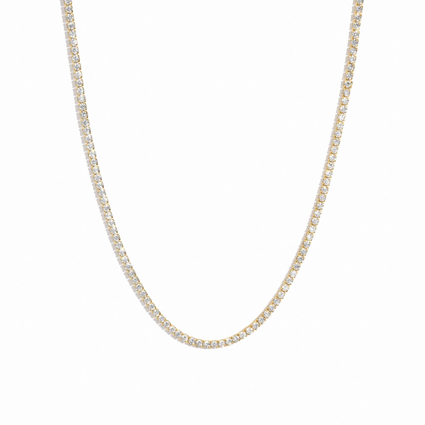 2mm Tennis Necklace: Gold / 15" + 3" Ext