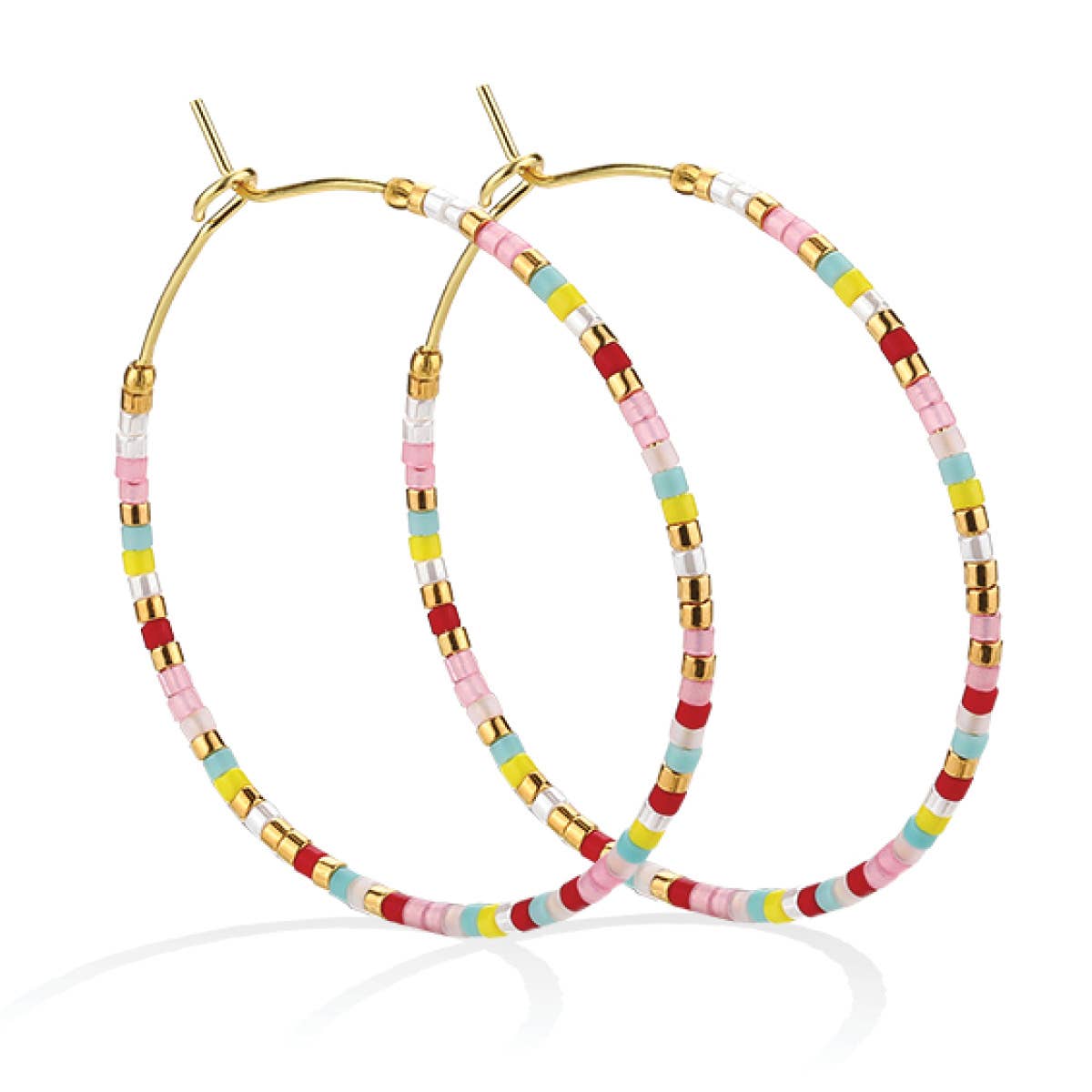 Miyuki Delica Hoop Earrings: Multi