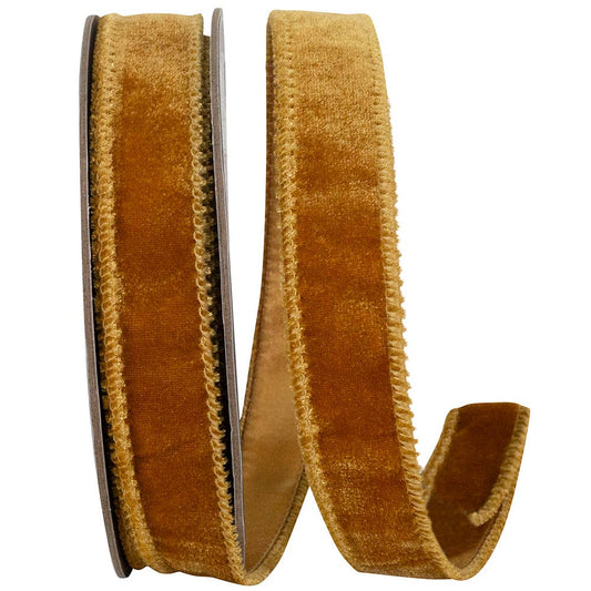 Ribbon -Luxe Plush Velvet Wired, Caramel, 1 In, 10 Yards