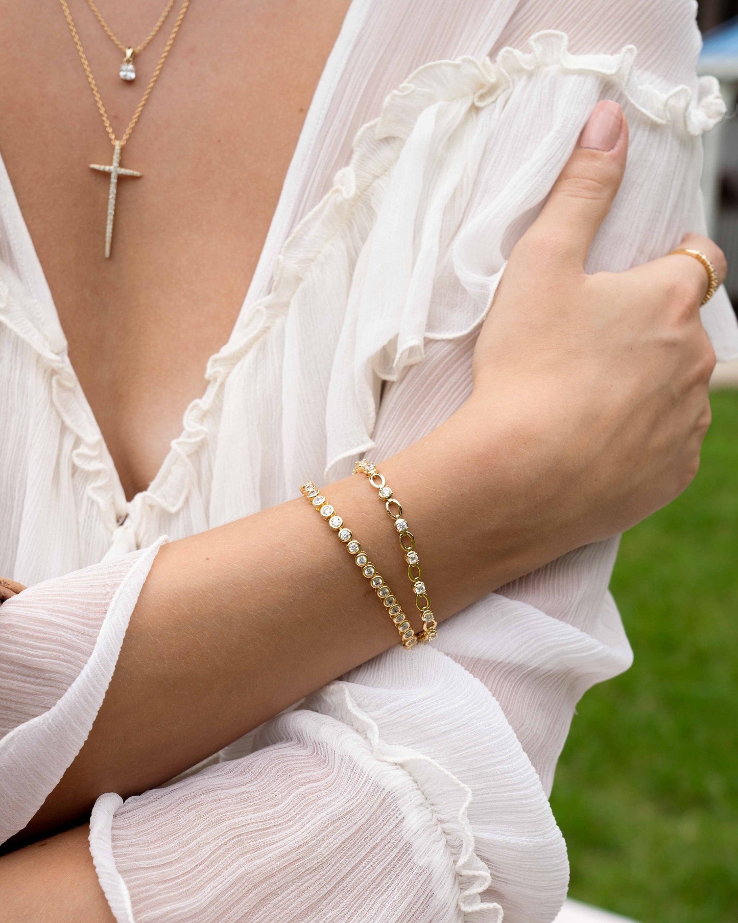 3mm Round Bezel Tennis Bracelet: Gold / 6.25"