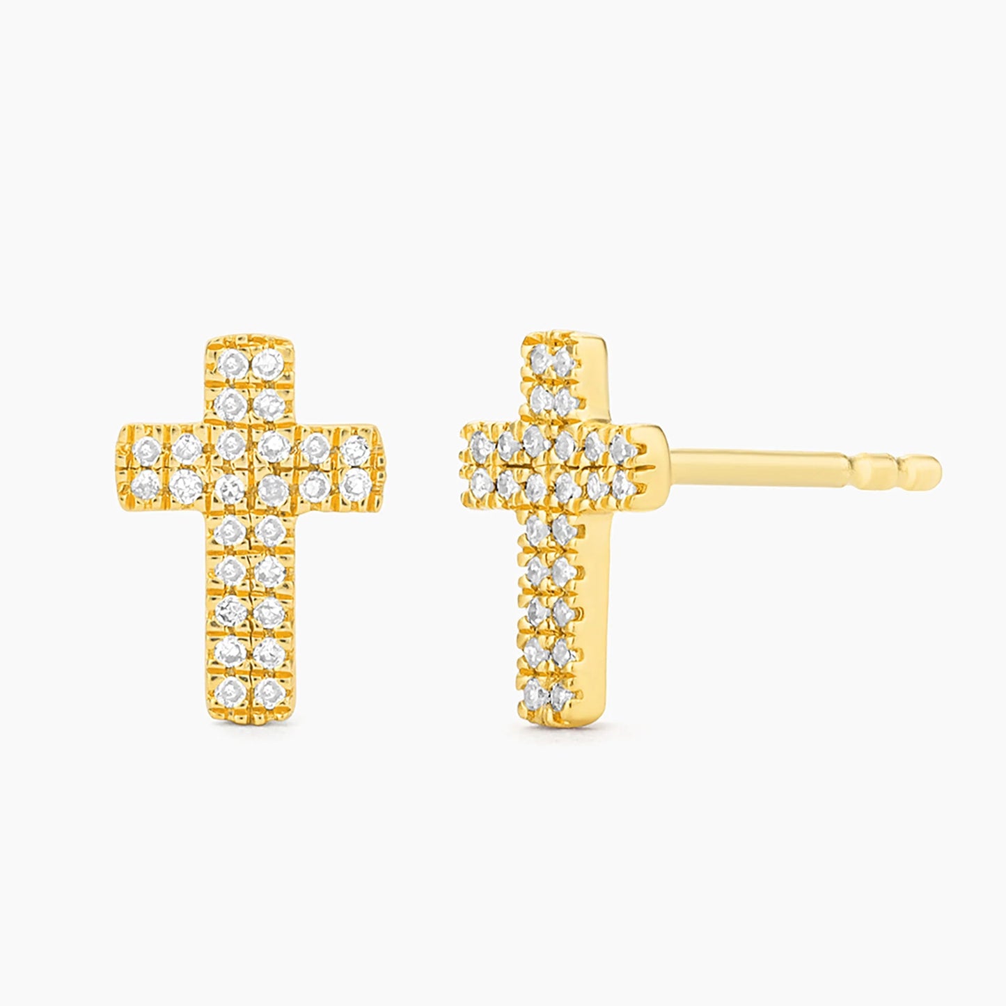 Gold Small Cross Stud Earrings
