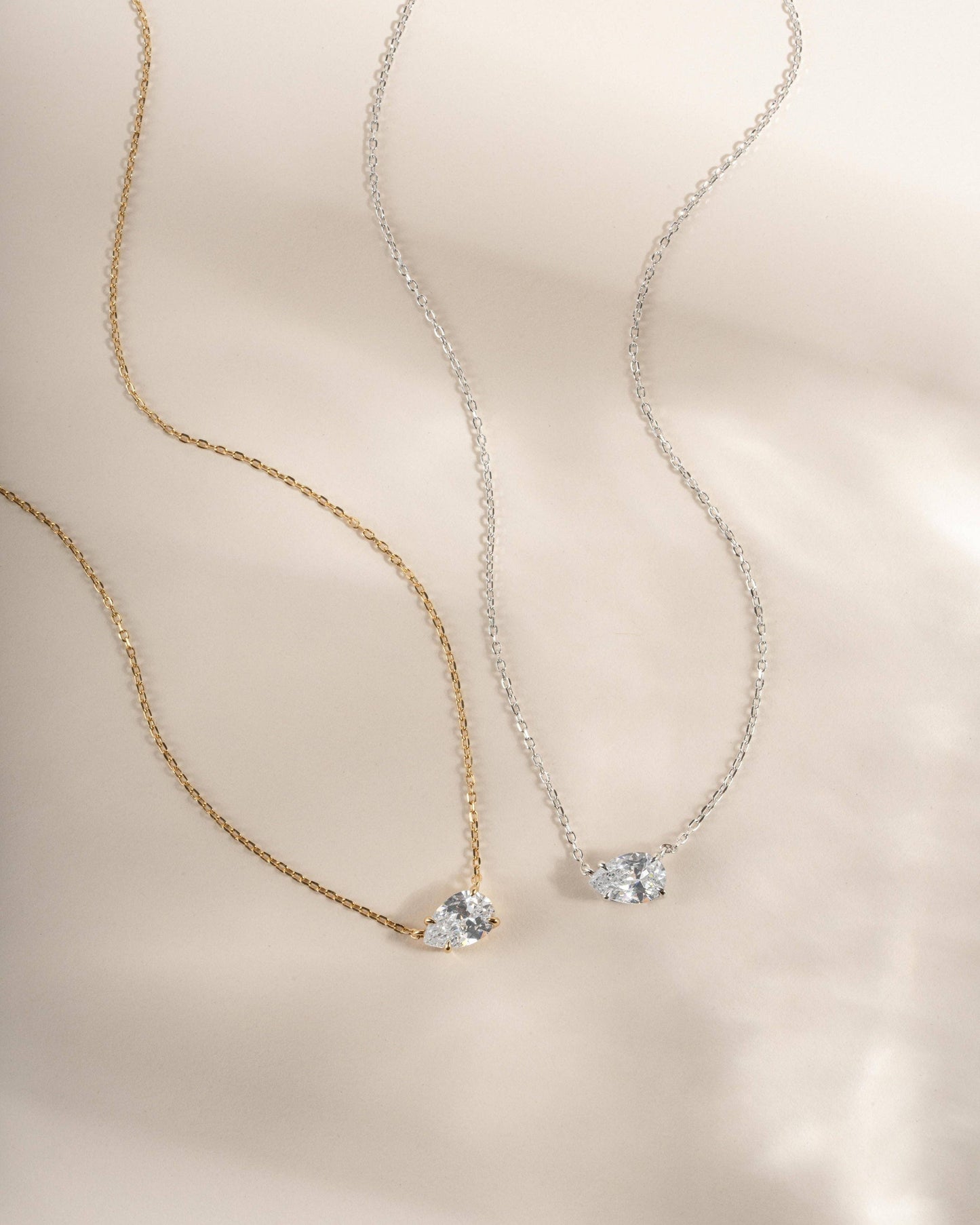 Sideways Pear Necklace: Gold