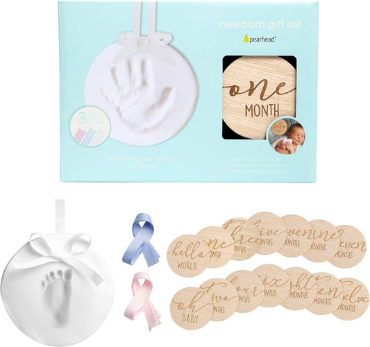 Newborn Gift Set, Baby Milestone Cards & Clay Keepsake Kit