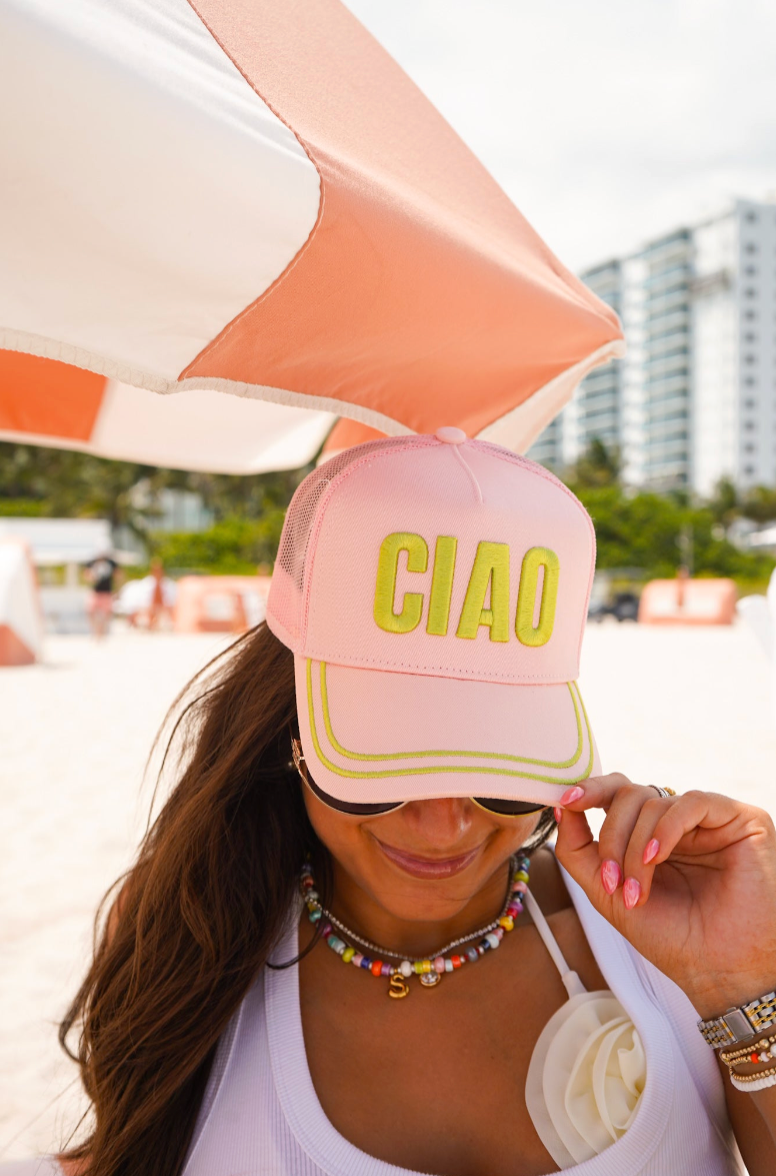 Ciao - Pink Canvas Trucker Hat