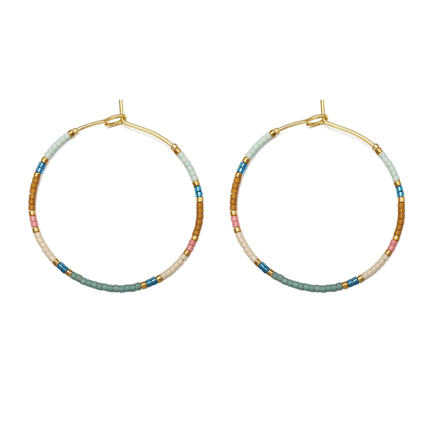 Miyuki Delica Hoop Earrings: Multi